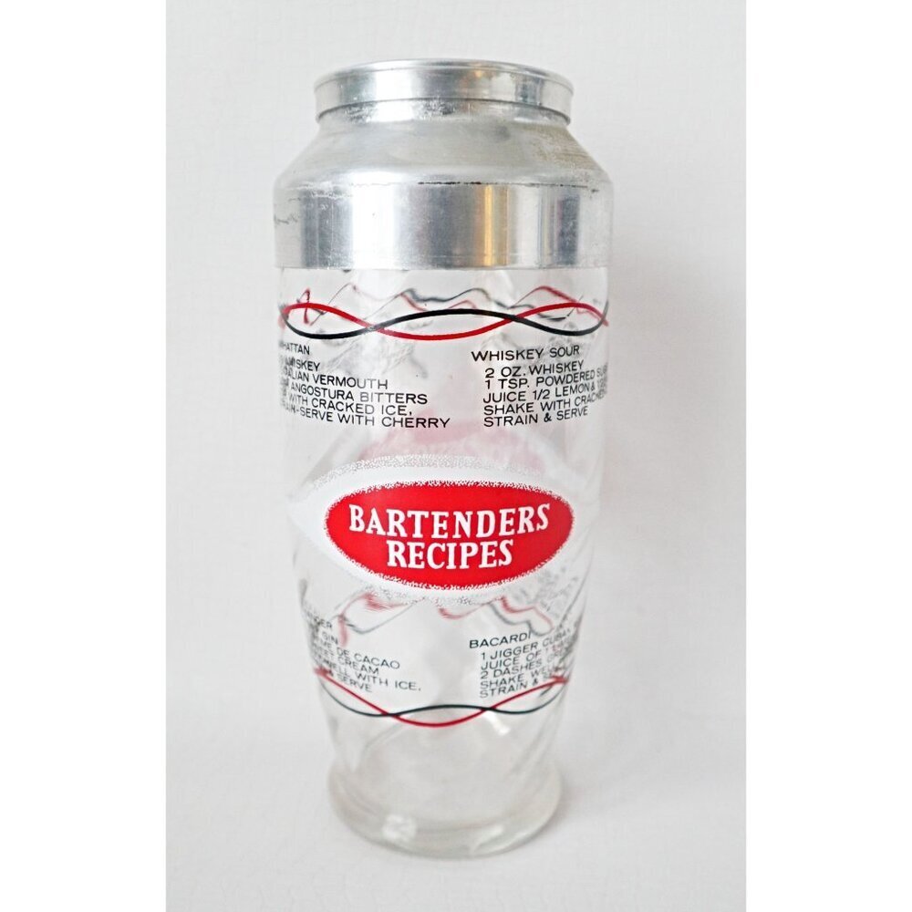 Vintage MCM Cocktail Shaker With Recipes Retro Barware